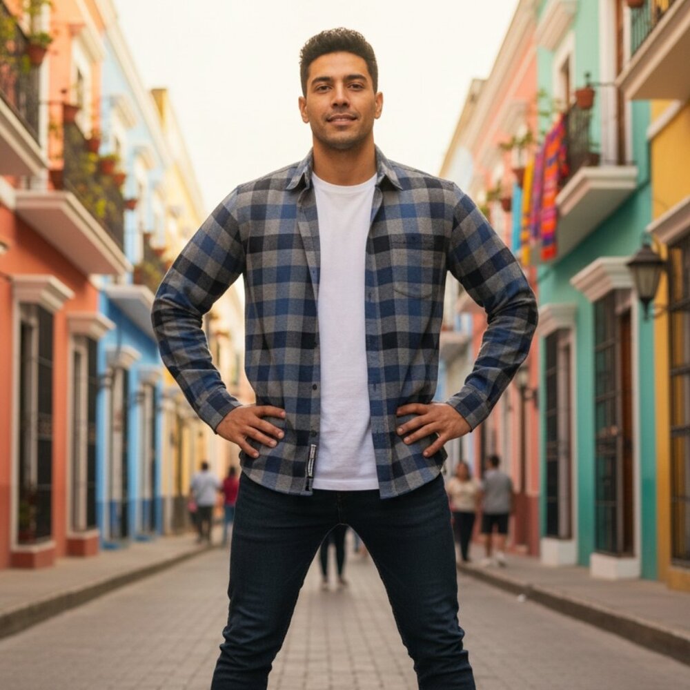 Croft & Barrow Gray/Blue Long Sleeve Button Down Shirt Sz XL 100% Cotton(ID11)